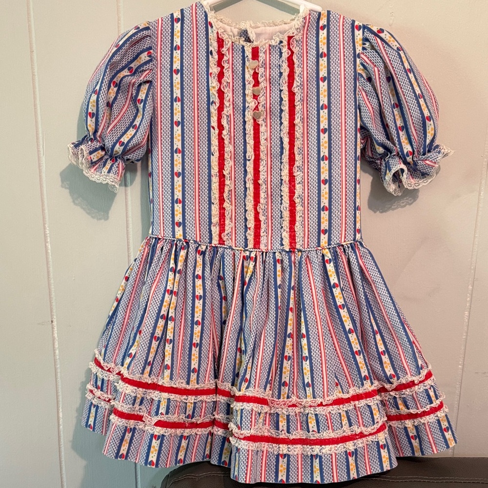 Striped Red and Blue Kids Casual Dress